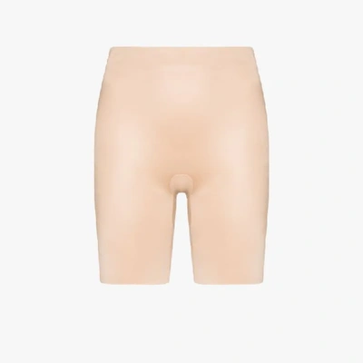 Shop Spanx Neutral Suit Your Fancy Booty Booster Mid-thigh Shorts In Neutrals