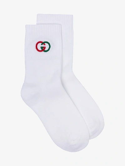 Shop Gucci White Gg Logo Socks