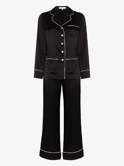 Shop Olivia Von Halle Coco Silk Pyjamas In Black