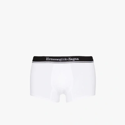 Shop Ermenegildo Zegna Logo Waistband Boxer Briefs In White