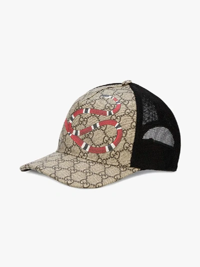 Shop Gucci Kingsnake Gg Supreme Cap In Neutrals