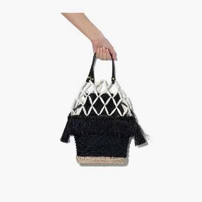Shop Aranaz Black Abaca Net Basket Bag