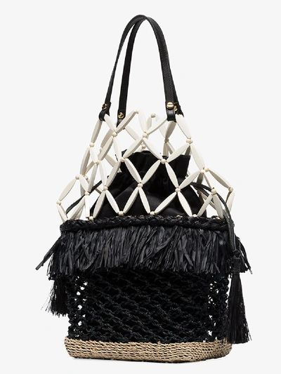 Shop Aranaz Black Abaca Net Basket Bag