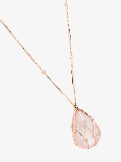 Shop Jacquie Aiche 14k Rose Gold Caged Quartz Diamond Necklace