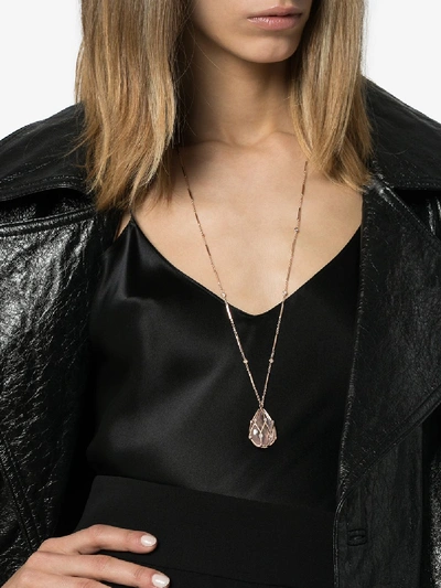 Shop Jacquie Aiche 14k Rose Gold Caged Quartz Diamond Necklace