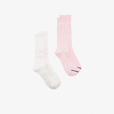 Shop Anonymous Ism Pink And White Crew Socks Set