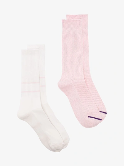 Shop Anonymous Ism Pink And White Crew Socks Set