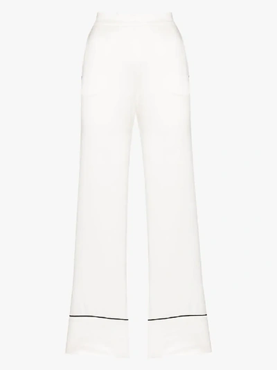Shop Asceno London Silk Pyjama Bottoms In White