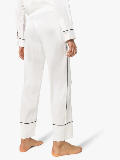 Shop Asceno London Silk Pyjama Bottoms In White