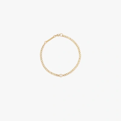 Shop Zoë Chicco 14k Yellow Gold Curb Chain Diamond Bracelet In Metallic