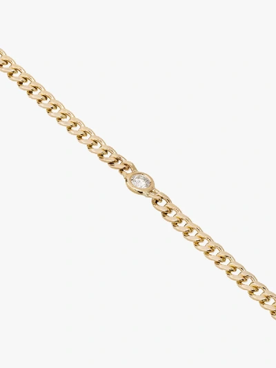 Shop Zoë Chicco 14k Yellow Gold Curb Chain Diamond Bracelet In Metallic