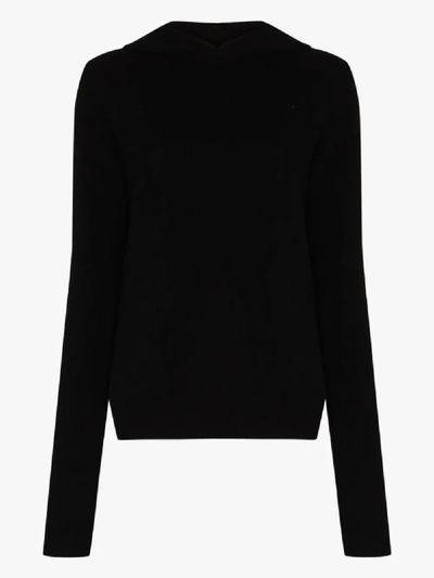 Shop Rick Owens Knitted Cashmere Wool Hoodie In Black
