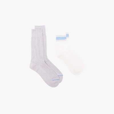Shop Anonymous Ism White And Grey Crew Socks Set