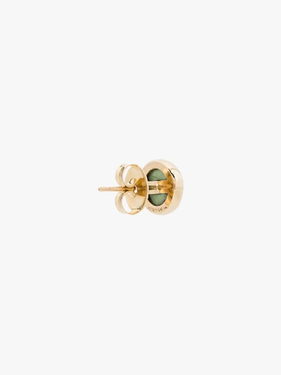 Shop Retrouvai 14k Yellow Gold Mini Compass Diamond Earrings In Green