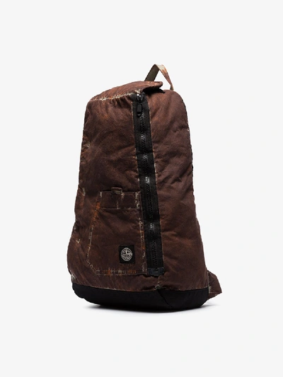 Shop Stone Island Brown Paintball Camo Print Backpack