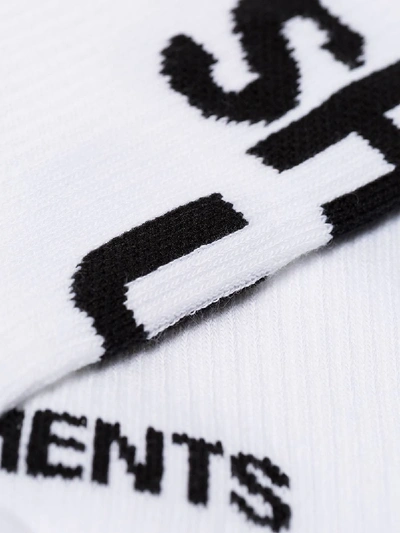 Shop Vetements White Shut Up Slogan Socks