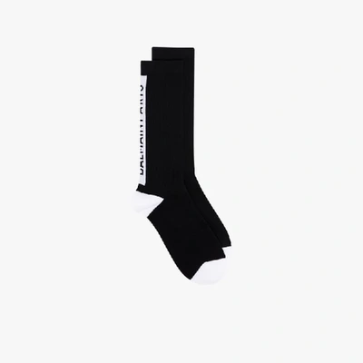 Shop Balmain Black Cotton Paris Socks