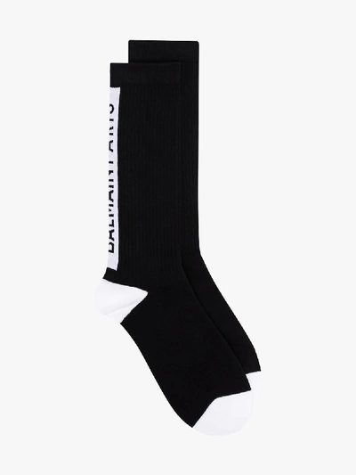 Shop Balmain Black Cotton Paris Socks