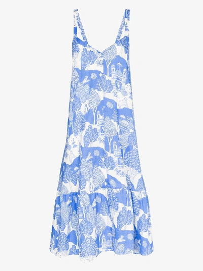 Shop Desmond & Dempsey Pahari Print Night Dress In Blue