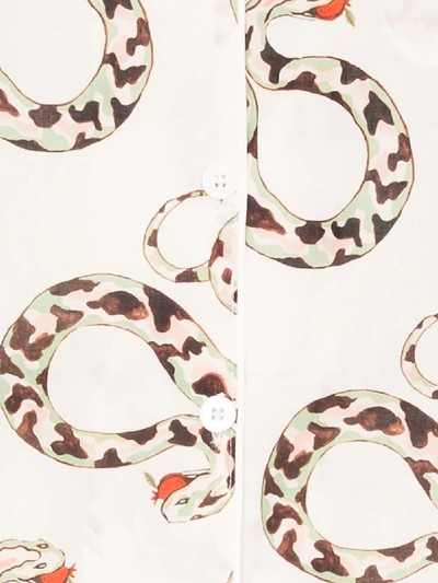 Shop Desmond & Dempsey Snake Print Pyjama Set In White