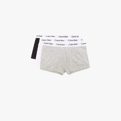 Shop Calvin Klein Underwear Black, White And Grey Cotton Boxer Briefs Set