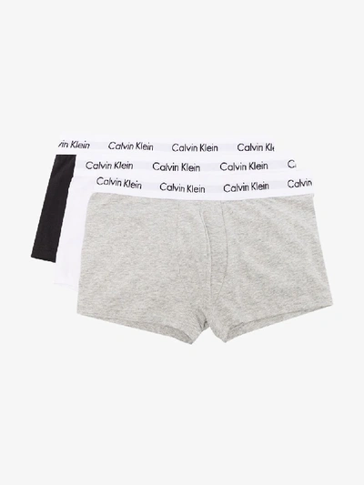 Shop Calvin Klein Underwear Black, White And Grey Cotton Boxer Briefs Set