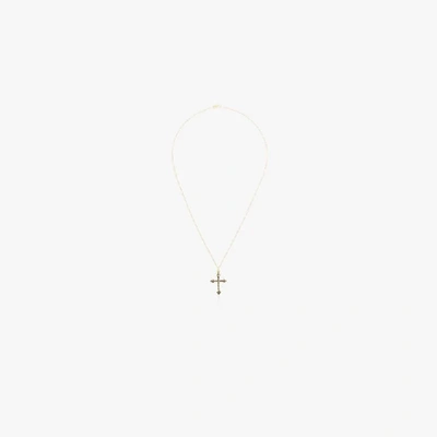 Shop Dru 14k Yellow Gold Gothic Cross Diamond Necklace