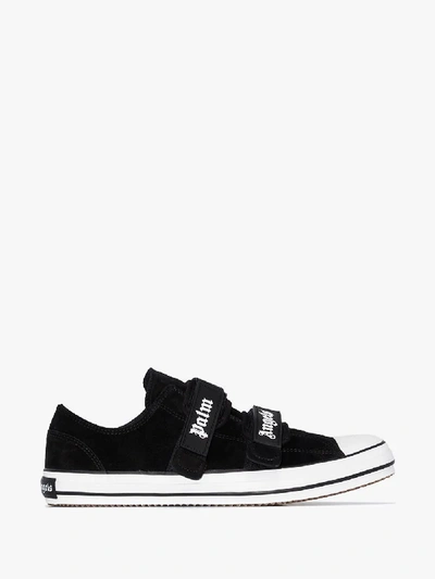 Shop Palm Angels Velcro Vulcanized Suede Sneakers In Black