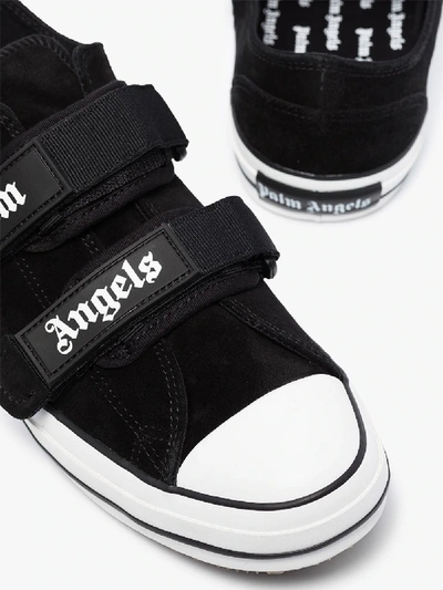 Shop Palm Angels Velcro Vulcanized Suede Sneakers In Black