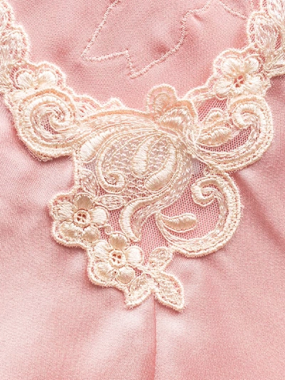 Shop La Perla Adele Lace Trim Silk Nightdress In Pink
