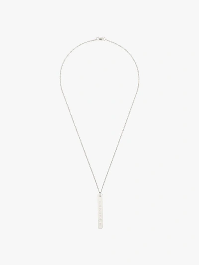 Shop Maison Margiela Logo-engraved Pendant Necklace In Silver