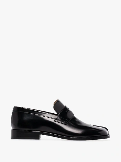 Shop Maison Margiela Black Tabi Advocate Leather Loafers