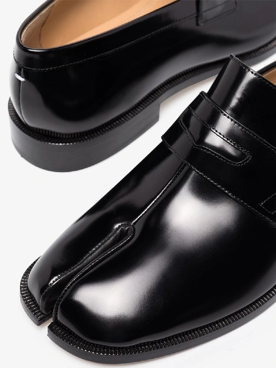 Shop Maison Margiela Black Tabi Advocate Leather Loafers