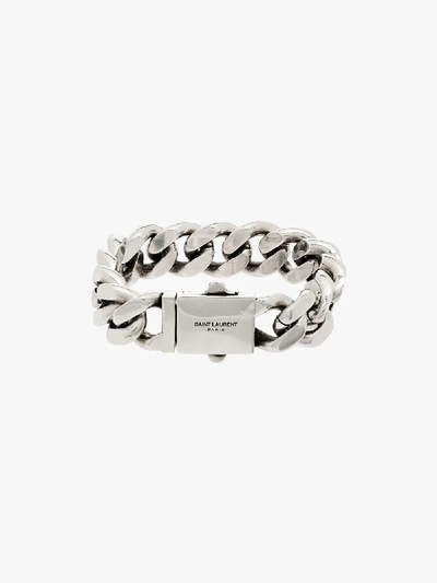 Shop Saint Laurent Silver Tone Chunky Chain Bracelet