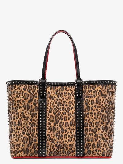 Shop Christian Louboutin Brown Cabata Leopard Print Calf Hair Tote Bag In Black