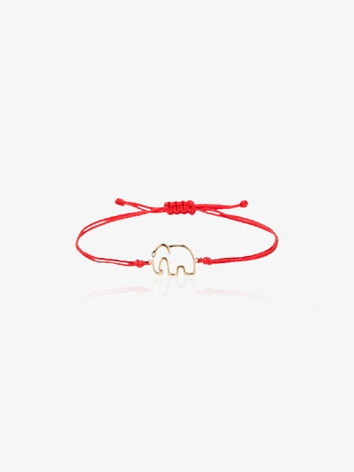 Yvonne Léon 18-karat Gold, Silk And Diamond Bracelet In 113 - Red