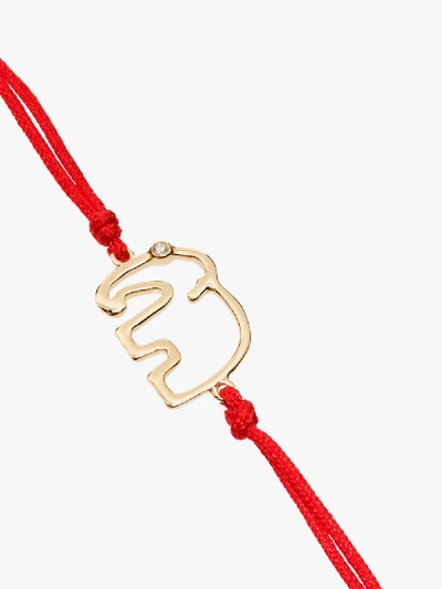 Yvonne Léon 18-karat Gold, Silk And Diamond Bracelet In 113 - Red