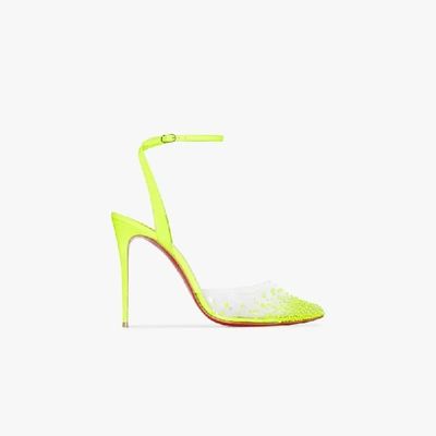 Shop Christian Louboutin Yellow Spikaqueen 100 Fluorescent Leather Pumps