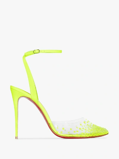 Shop Christian Louboutin Yellow Spikaqueen 100 Fluorescent Leather Pumps