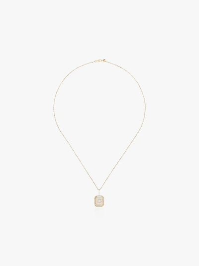Mateo 14k Yellow Gold Crystal Frame L Initial Necklace In Gold