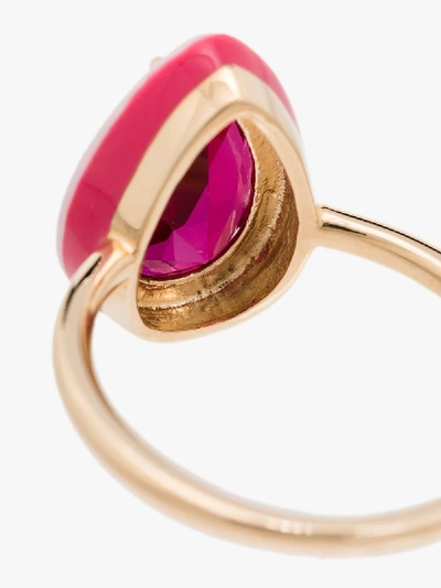Shop Alison Lou 14k Yellow Gold Cocktail Ruby Ring In Red