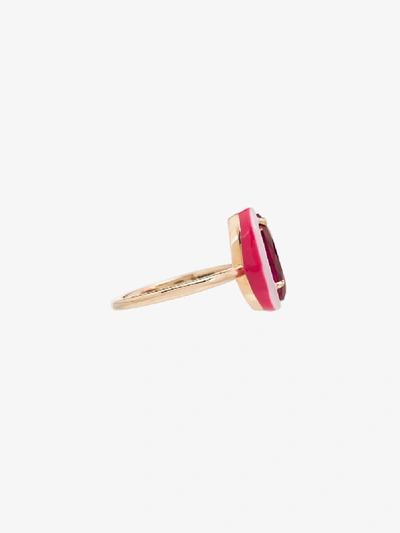 Shop Alison Lou 14k Yellow Gold Cocktail Ruby Ring In Red