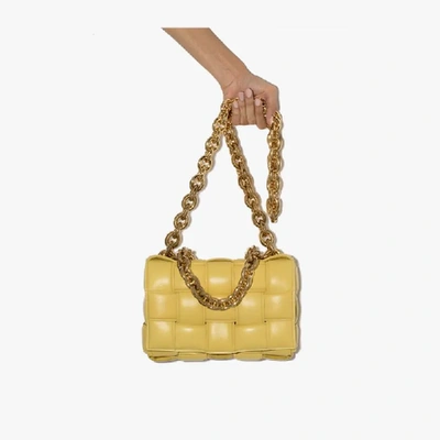 Shop Bottega Veneta Yellow The Chain Cassette Leather Shoulder Bag