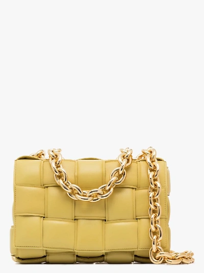 Shop Bottega Veneta Yellow The Chain Cassette Leather Shoulder Bag