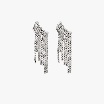 Shop Isabel Marant Silver Tone Fringed Crystal Climber Earrings