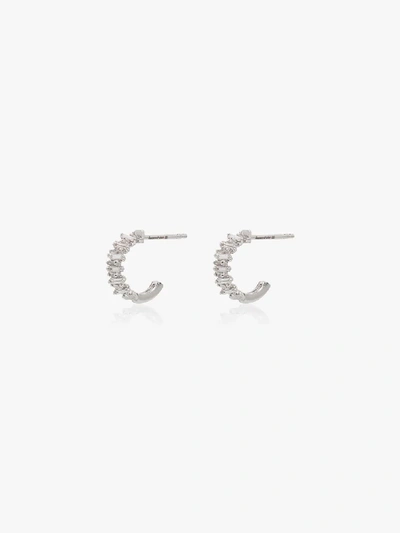 Shop Suzanne Kalan 18k White Gold Shimmer Diamond Hoop Earrings In Metallic