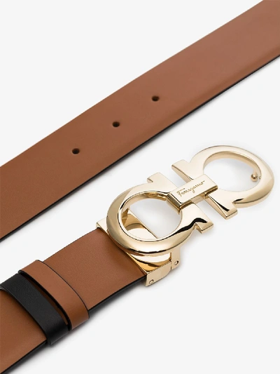 Shop Ferragamo Brown Gancini Buckle Leather Belt