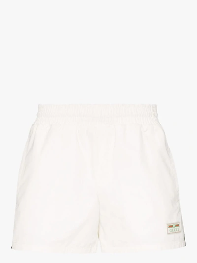 Shop Gucci Sylvie Web Swim Shorts In White