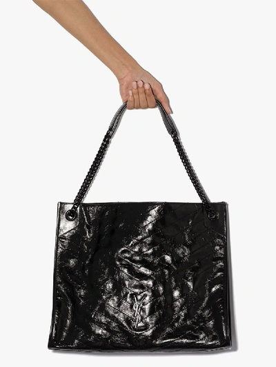 Shop Saint Laurent Niki Chain-trim Tote Bag In Black