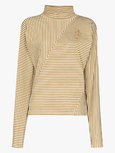 Shop Jw Anderson Logo Striped Jersey Top In White